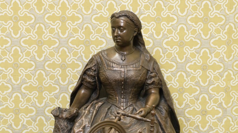 Bronze statuette of Queen Victoria at her spinning wheel, by Sir Joseph Edgar Boehm